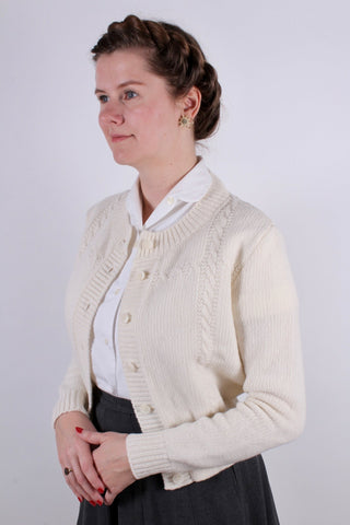 1940s vintage style cardigan - Off White - Vera - memery