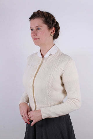 1940s vintage style cardigan - Off White - Vera - memery