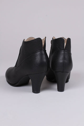 1950s high heel ankle boots with wool lining - Black - Laura - memery