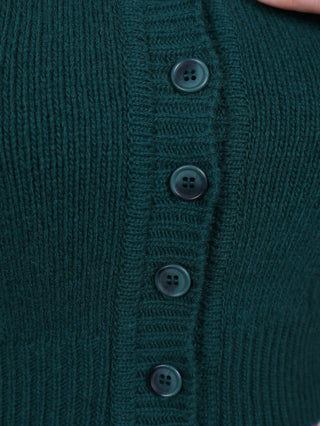 Cute and feminine cable knit 1940s cardigan - Merino - Emerald green - Astrid