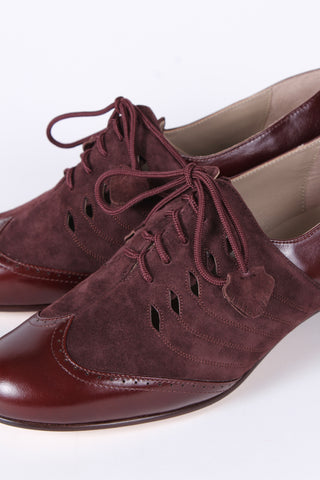 40s everyday two-tone Oxfords - Dark brown / Aubergine - Clara