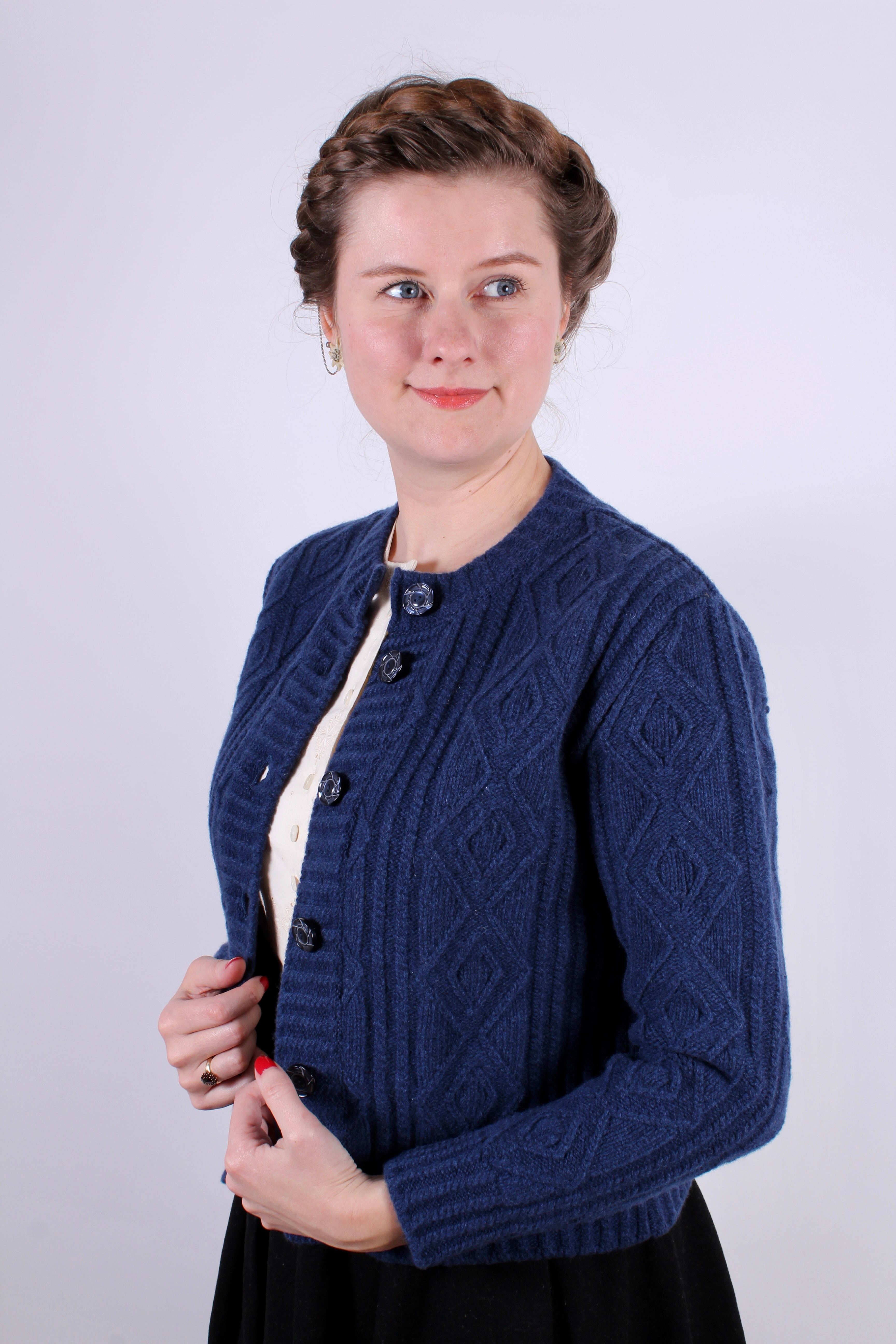 1940s vintage style cardigan Navy blue Ingrid – memery