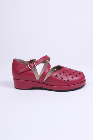 1940s style summer sandals /  wedges - Burgundy / Raspberry - Norma
