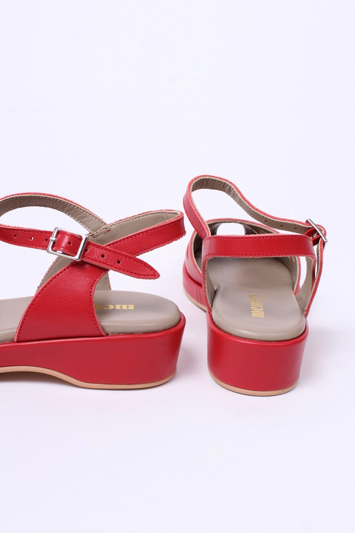 1940s / 50s style summer sandals /  wedges - Red - Sidse