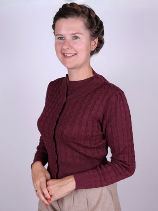 1940s / 1950s style Cardigan - Plum - Joanne