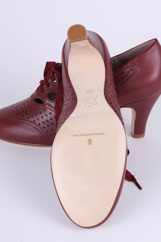 1930s everyday oxford high heel shoes - Brown Red - Marie