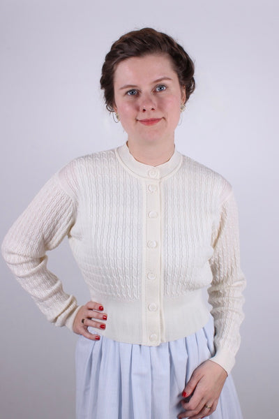 1950s vintage style cardigan - Off-white - Agnes – memery