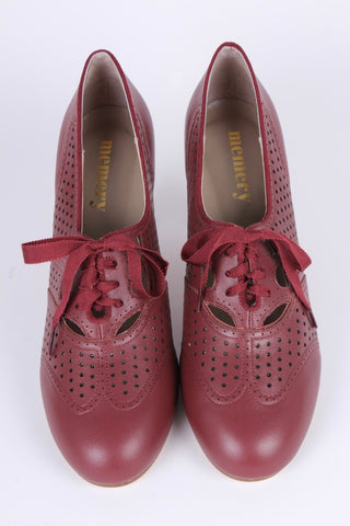 1930s everyday oxford high heel shoes - Brown Red - Marie