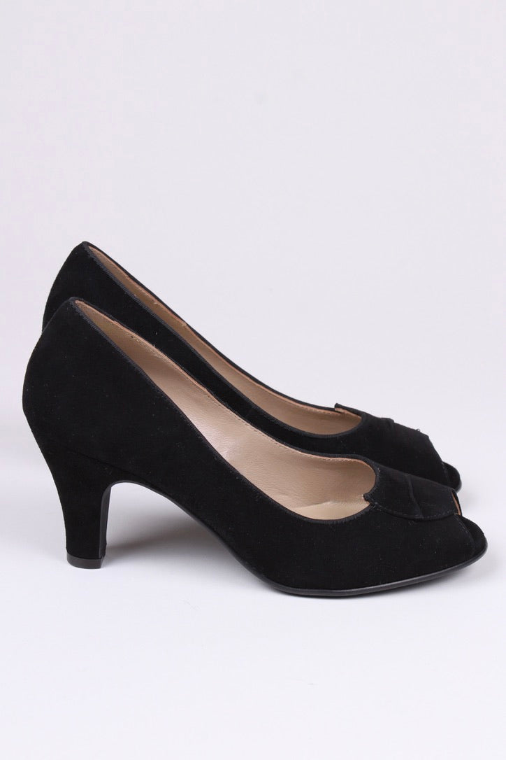 Korean Suede Office Black Shoes 3 Inch Heels