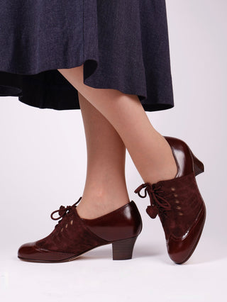 40s everyday two - tone Oxfords - Dark brown / Aubergine - Clara - memery