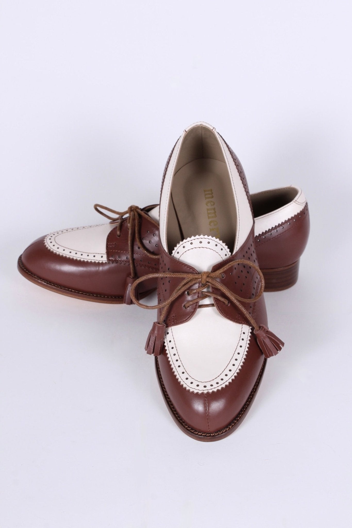 1940s Two-tone Spectator shoes - Brown And Off-White - Grace memery 1940s Two-tone Spectator shoes - Brown And Off-White - Grace memery