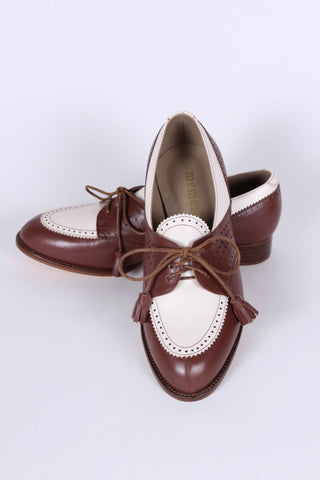 40s Two - tone Spectator shoes - Brown and off - white - Grace. - memery
