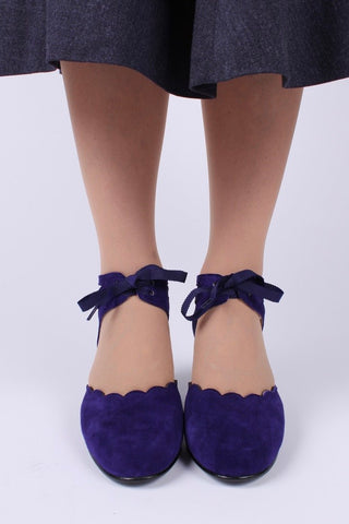 40's vintage style pumps in suede - Purple - Alma - memery