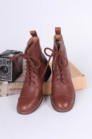 1940s Women's Military Boots - Brown - Robbie