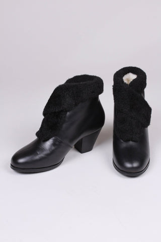 50s style pump booties with wool - Black - Maria - memery