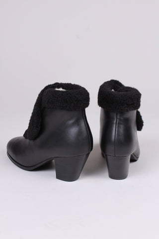 50s style pump booties with wool - Black - Maria - memery