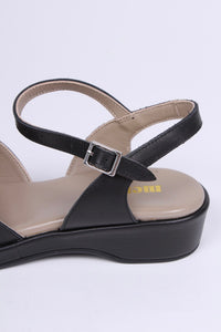 1940s / 50s style summer sandals /  wedges - Black - Sidse
