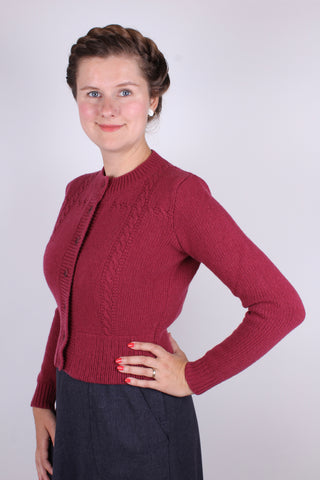 1940s vintage style cardigan - Raspberry- Vera