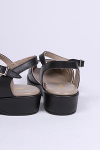 1940s / 50s style summer sandals /  wedges - Black - Sidse