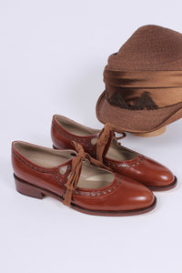 Early 30s inspired everyday shoes, cognac brown - Anna