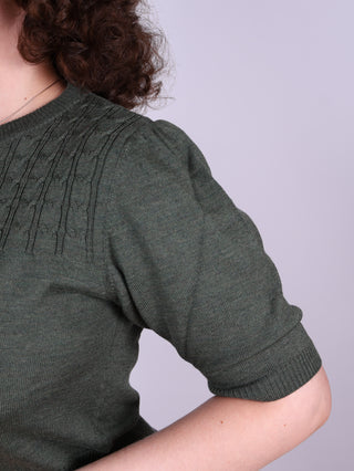 1940s / 1950s style short-sleeved pullover - Green - Sally
