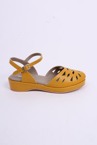 1940s / 50s style summer sandals /  wedges - Mustard Yellow - Sidse