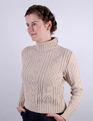 1940s style turtleneck pullover - Cream - Inger