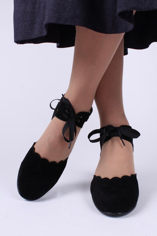 40's vintage style pumps in suede - Black - Alma