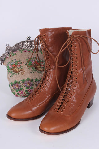 1910s Everyday Lace-up Boots - Light Brown - Ruth