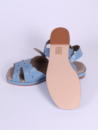 1950s sandals with claud-shaped pattern - blue pastel - Joy