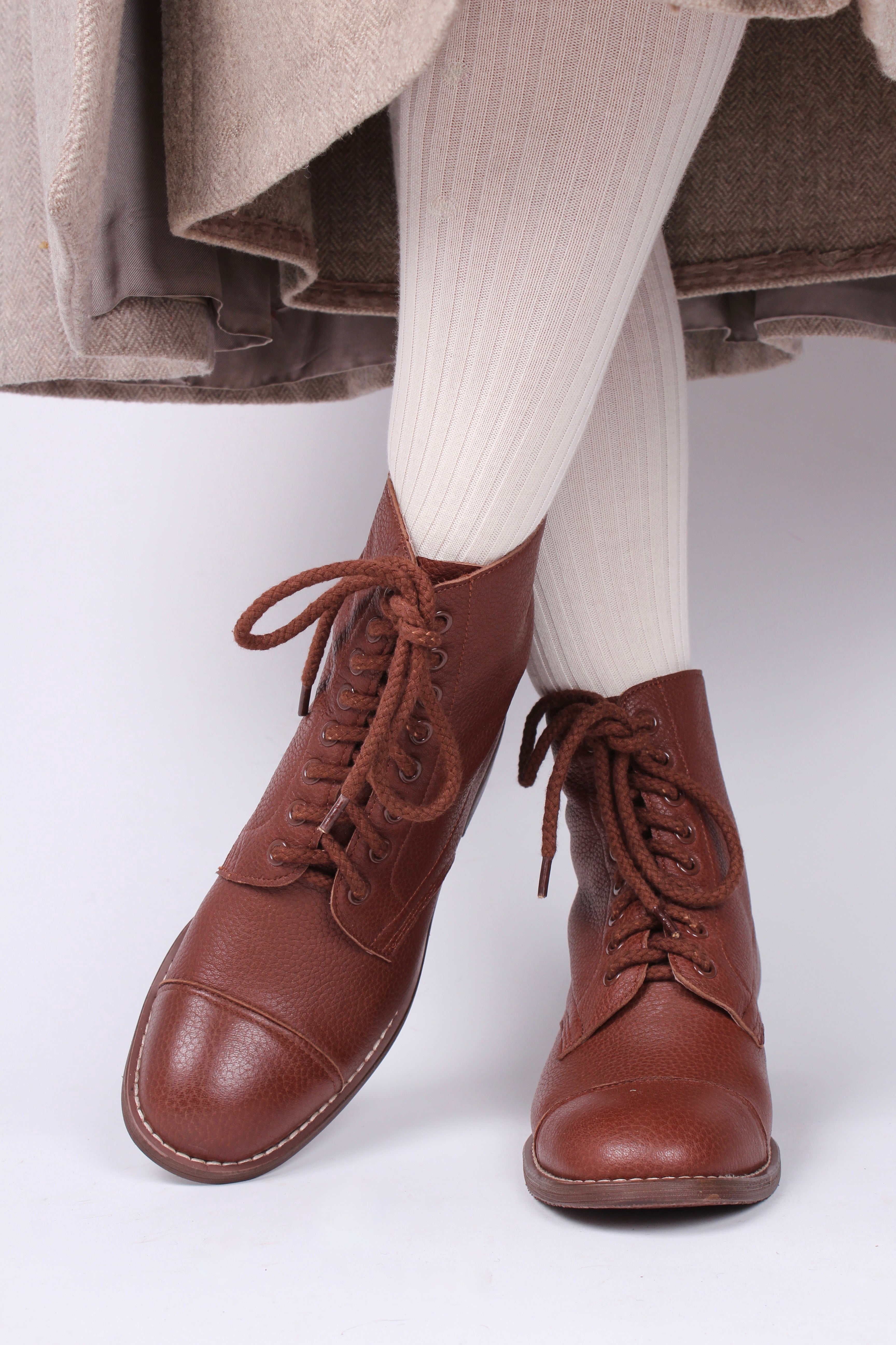 1940s Women's Military Boots Brown Robbie – memery