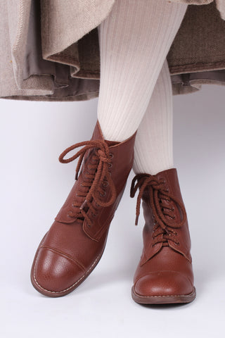 1940s Women's Military Boots - Brown - Robbie