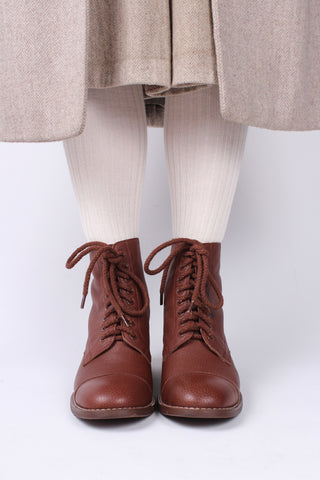 1940s Women's Military Boots - Brown - Robbie