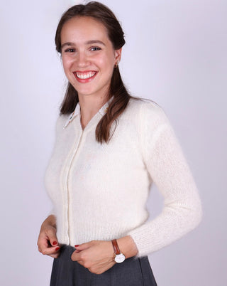1940s style mohair cardigan - Cream - Lisbeth