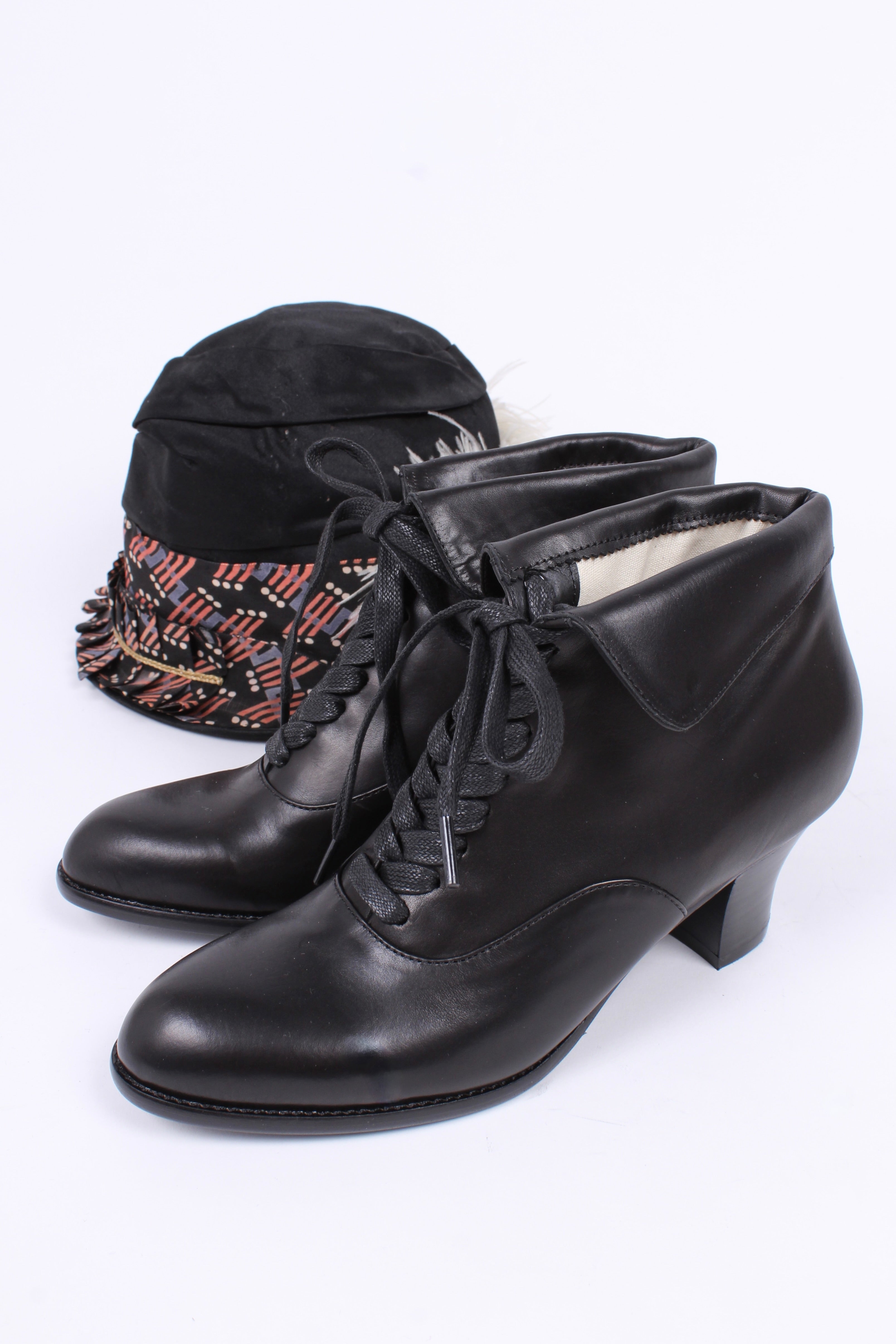 1930s style leather lace-up ankle boot Black Betty – memery