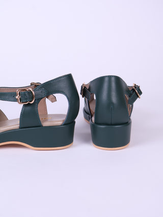 1940s summer sandals - Dark Green - Katharine