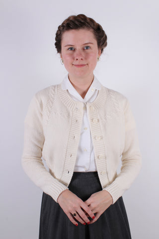 1940s vintage style cardigan - Off White - Vera