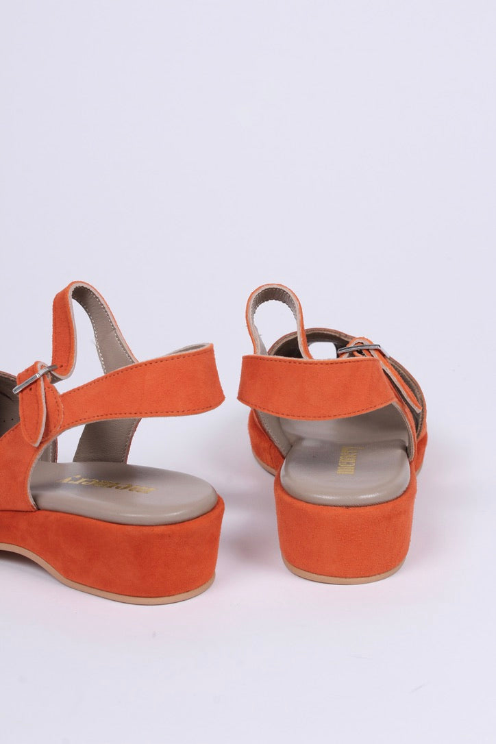1940s / 50s style suede wedge - Abricot - Ella