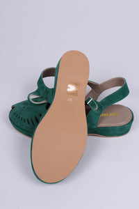 1940s / 50s style suede wedge - Green - Ella