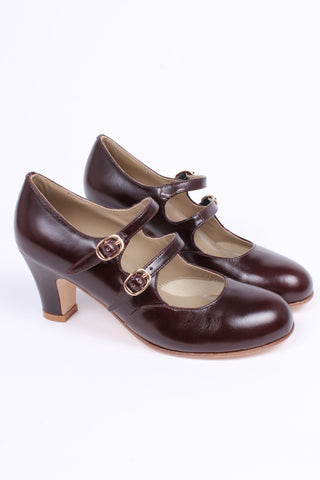 20s / early 30s style leather pumps - Dark brown - Judy