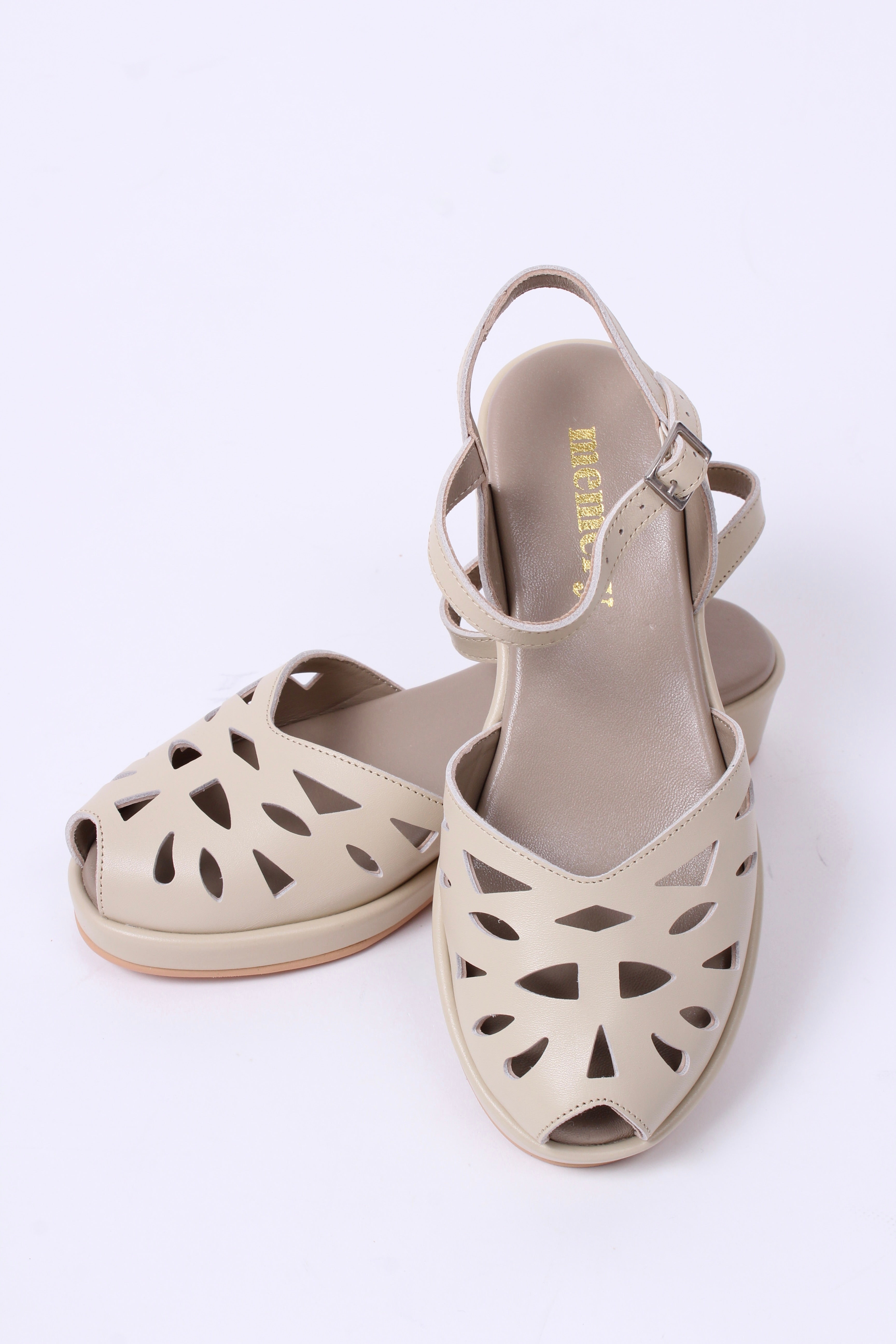 1940s / 50s style summer sandals /  wedges - Cream - Sidse