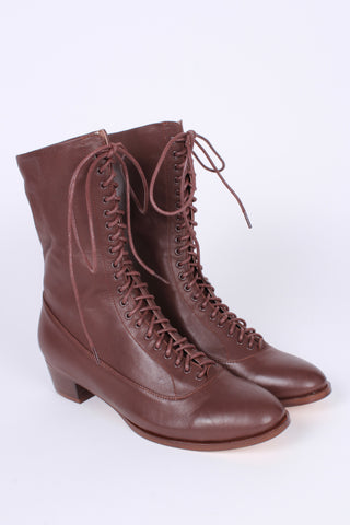 1910s Everyday Lace-up - Dark Brown - Ruth