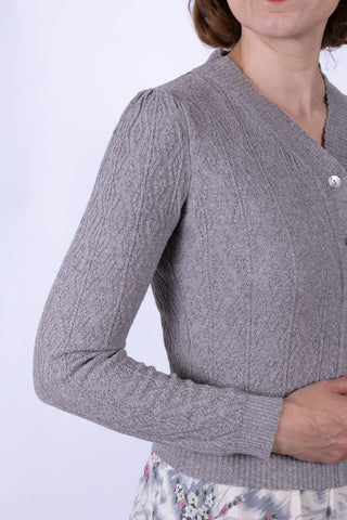 Cardigan style années 1940 / 1950 - Gris chiné - Augusta