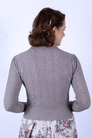 Cardigan style années 1940 / 1950 - Gris chiné - Augusta