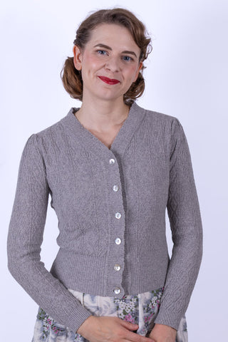 Cardigan style années 1940 / 1950 - Gris chiné - Augusta