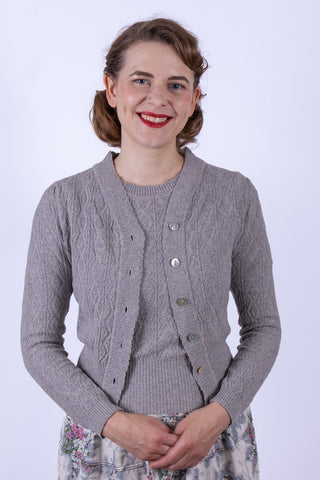 Cardigan style années 1940 / 1950 - Gris chiné - Augusta