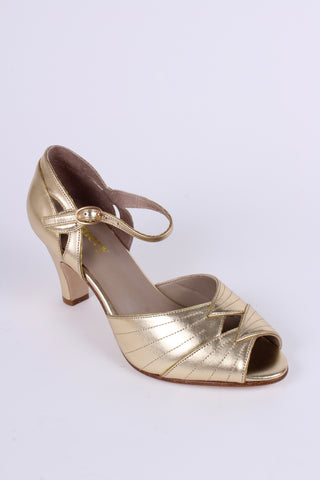 30s inspired high heel evening shoes - gold - Susan