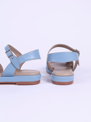 1950s sandals with claud-shaped pattern - blue pastel - Joy