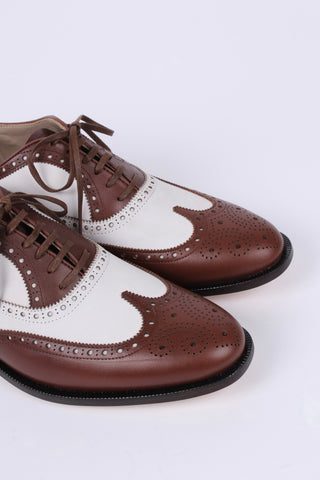 Men's 1930s-style spectator shoe - dark brown / off-white - Charles