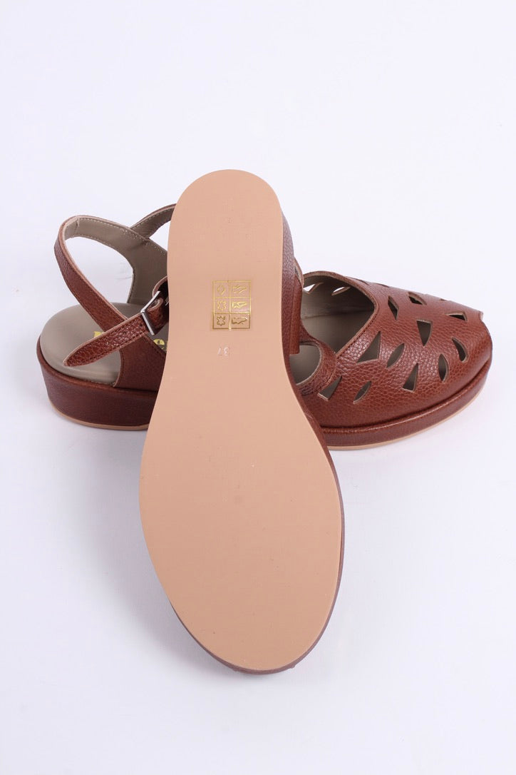1940s / 50s style summer sandals /  wedges - Brown - Sidse